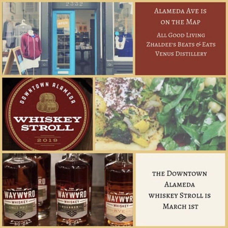 Venus Spirits (@venusspirits) on Twitter photo The <a href="/DowntownAlameda/">Downtown Alameda</a> #whiskeystroll2019 is coming up on March 1st! We will be pouring Wayward Whiskey at All Good Living with bites from Zhaldees Eats & Beats. 11 #distilleries and a good time, #drinklocal with us!
Tickets here eventbrite.com/e/whiskey-stro… The <a href="/DowntownAlameda/">Downtown Alameda</a> #whiskeystroll2019 is coming up on March 1st! We will be pouring Wayward Whiskey at All Good Living with bites from Zhaldees Eats & Beats. 11 #distilleries and a good time, #drinklocal with us!
Tickets here eventbrite.com/e/whiskey-stro…