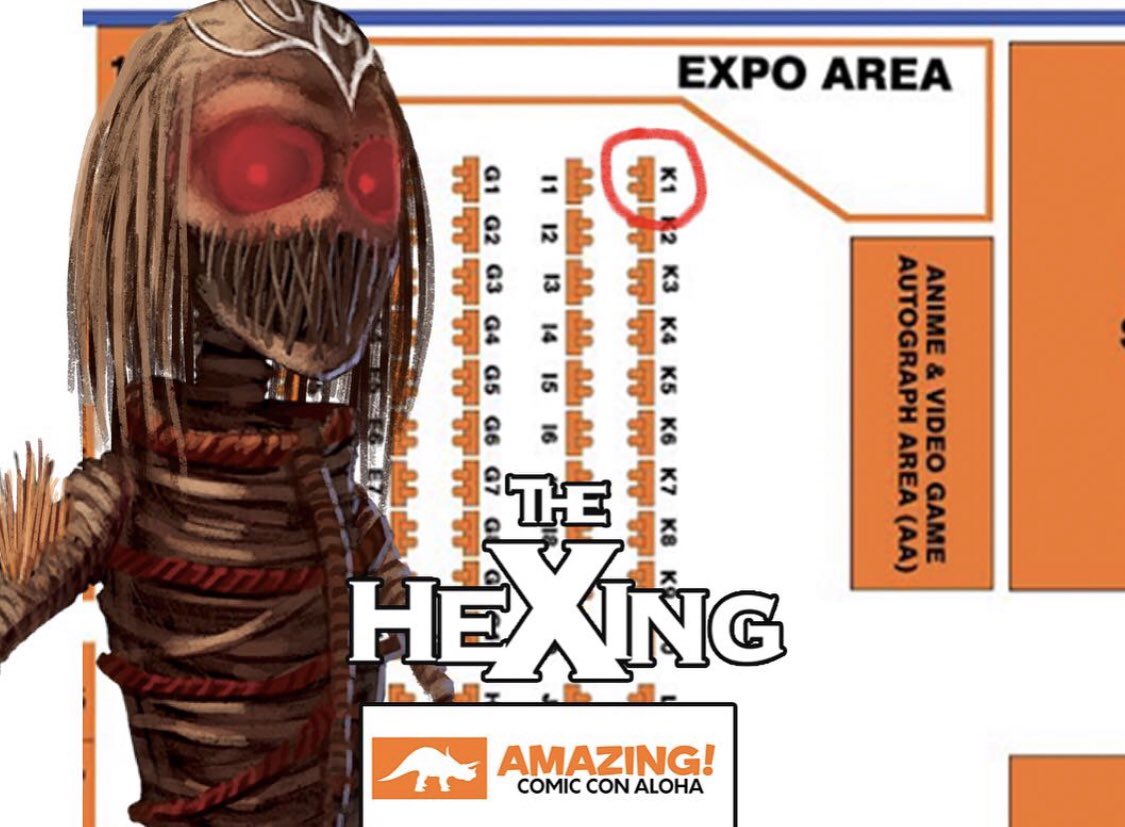 TheHexingComic's tweet photo. Stop by booth K1 and pick up your copy of The Hexing @amazingcomiccon You May find us across from the Anime and Video Game Autograph Section. #thehexing #horror #horrorcomics #horrormovies #comicbooks #indiegogo #metalhead #makecomics #artist #oahu #amazingcomiccon https://t.co/JRfXndEOXZ
