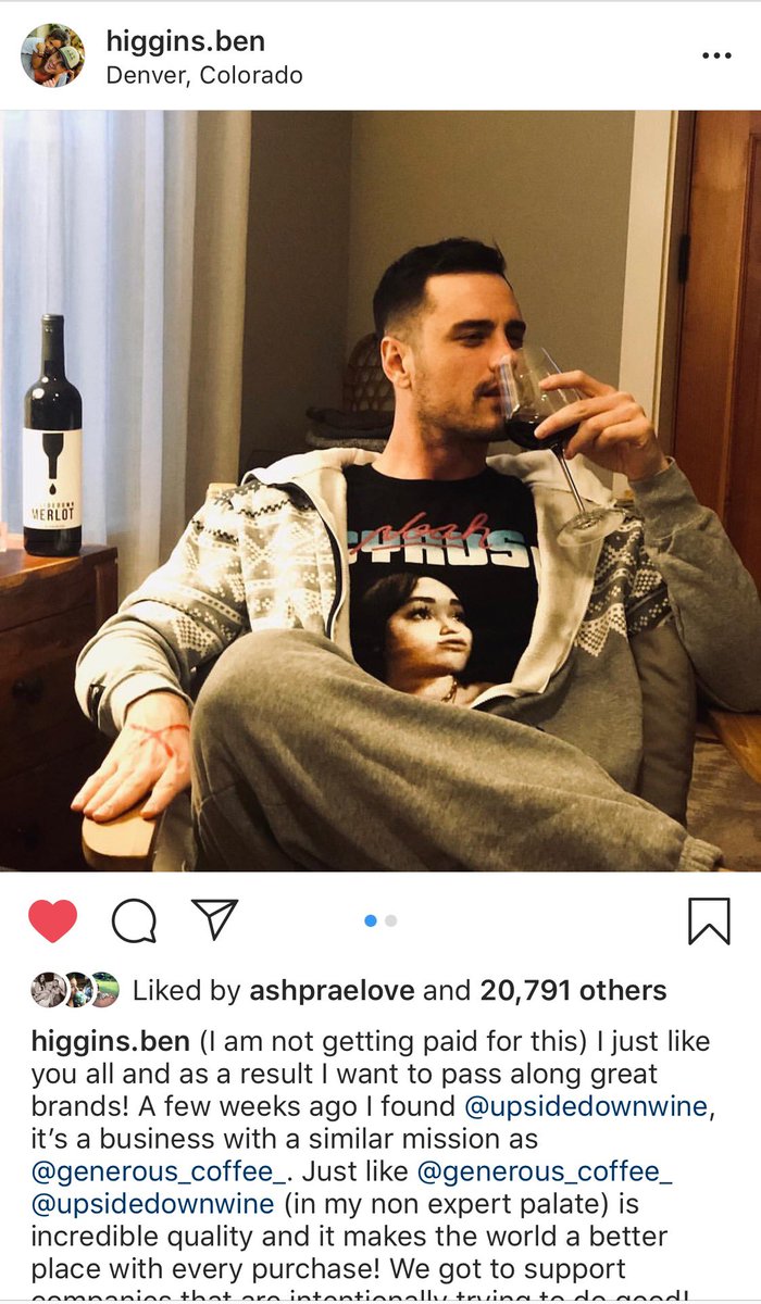 Upsidedown Wine (@upsidedownwine) on Twitter photo When <a href="/benhiggi/">Benjamin Higgins</a> posts a picture drinking <a href="/UpsidedownWine/">Upsidedown Wine</a>! ❤️Thanks for supporting business’s with meaning Mr Higgins! 🙏🏼🍷
#GiveBack #DrinkUpsidedown #LoveBeatsCancer #WAwine #Merlot #BachelorNation #dogooddrinkgood When <a href="/benhiggi/">Benjamin Higgins</a> posts a picture drinking <a href="/UpsidedownWine/">Upsidedown Wine</a>! ❤️Thanks for supporting business’s with meaning Mr Higgins! 🙏🏼🍷
#GiveBack #DrinkUpsidedown #LoveBeatsCancer #WAwine #Merlot #BachelorNation #dogooddrinkgood