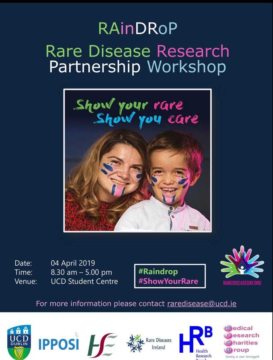 sujas15's tweet photo. Delighted to share the most updated programme #RAinDrop #Raredisease #Research partnerships workshop sponsored by @hrbireland hosted @ucddublin in collaboration with @HSELive @IPPOSI @MRCGie @RareDiseasesIE @RCPI_news @UCDMedicine @UCDHealthSystem @eurordis @22Q11_Ireland https://t.co/rojsqBLt8w