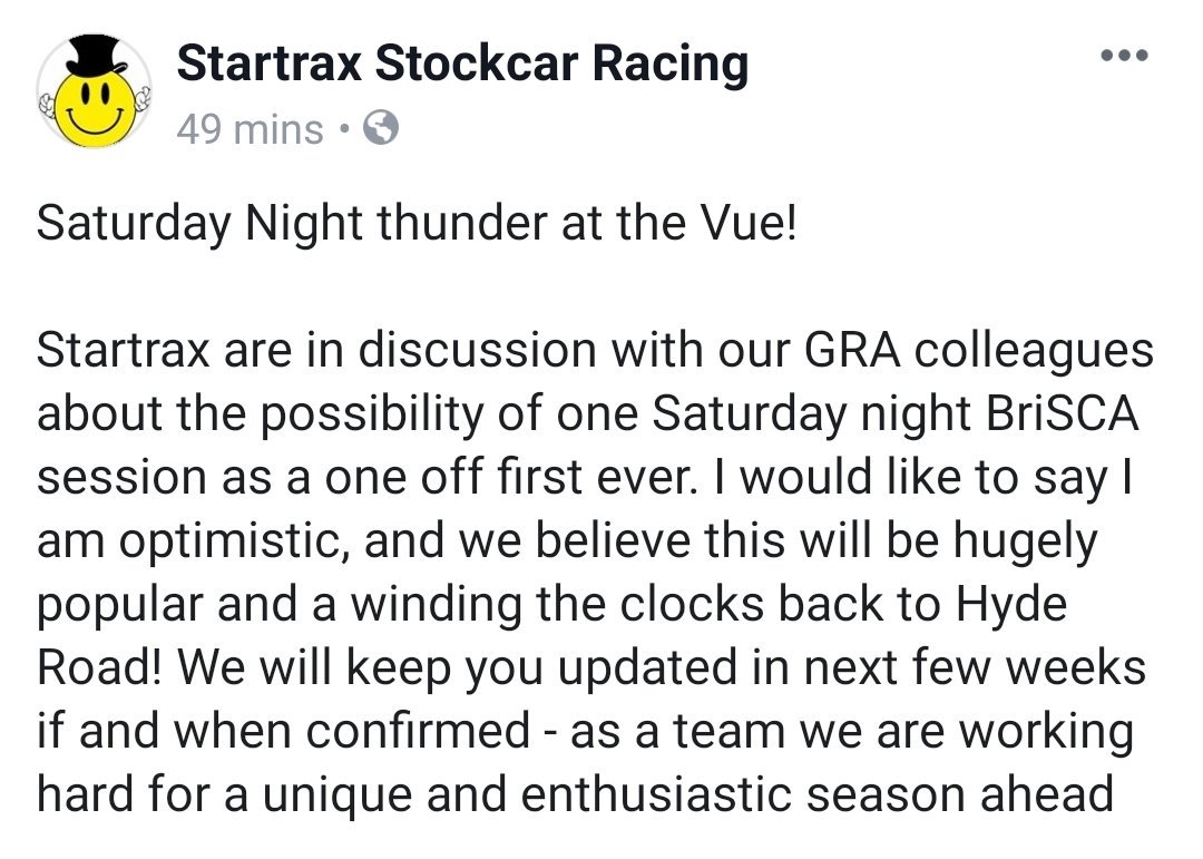 There's the possibility of a Saturday night meeting at Belle Vue this season 🤞 #BriSCAF1