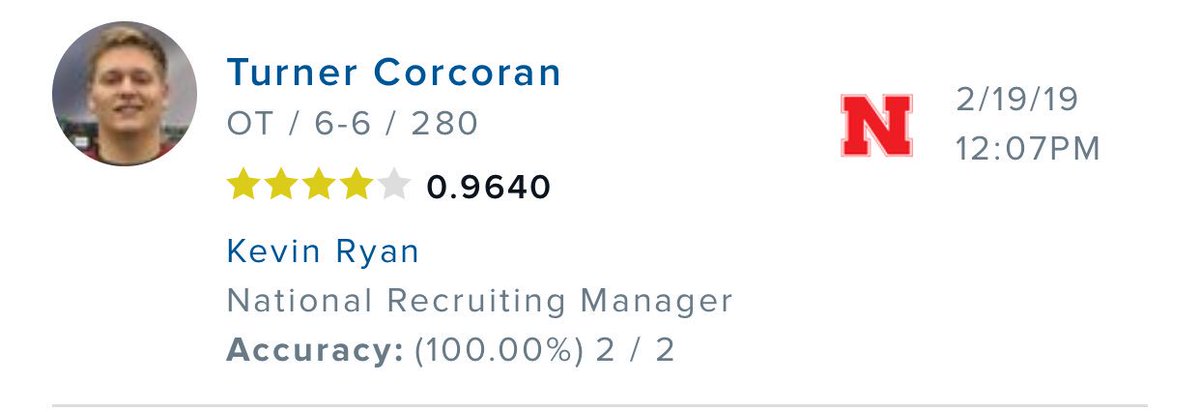 2020 🔮 ⭐️⭐️⭐️⭐️ OT Turner Corcoran for #Huskers 

#GBR #Nebraska