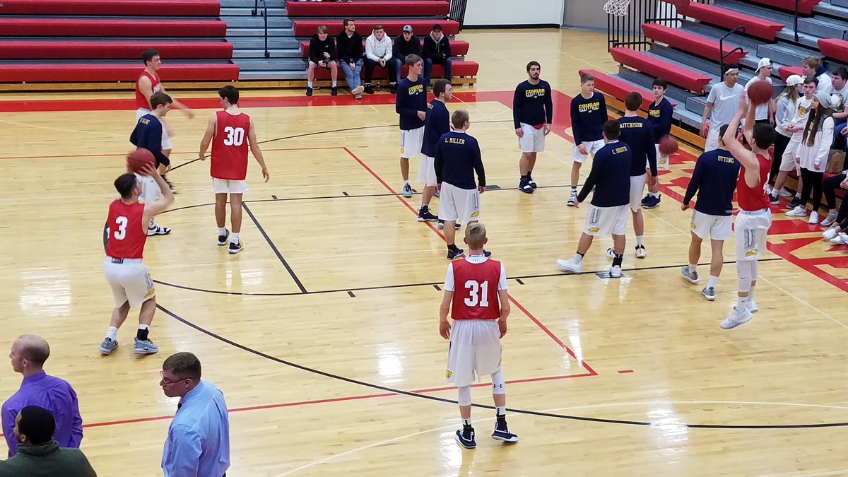 THsportsfeed's tweet photo. So a funny mix up....both Cascade and Tipton wore their home white jerseys. That's the Cougars warming up in their new jerseys for the game: Maquoketa practice jerseys. #iahsbkb https://t.co/owSk33Sdnb