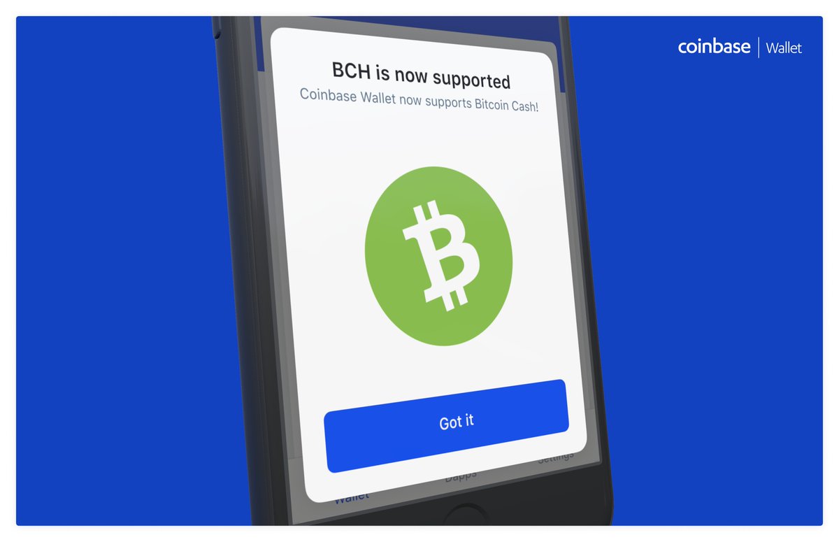 Announcing support for Bitcoin Cash (BCH) on Coinbase Wallet!  https://t.co/bIIZO1wg7q