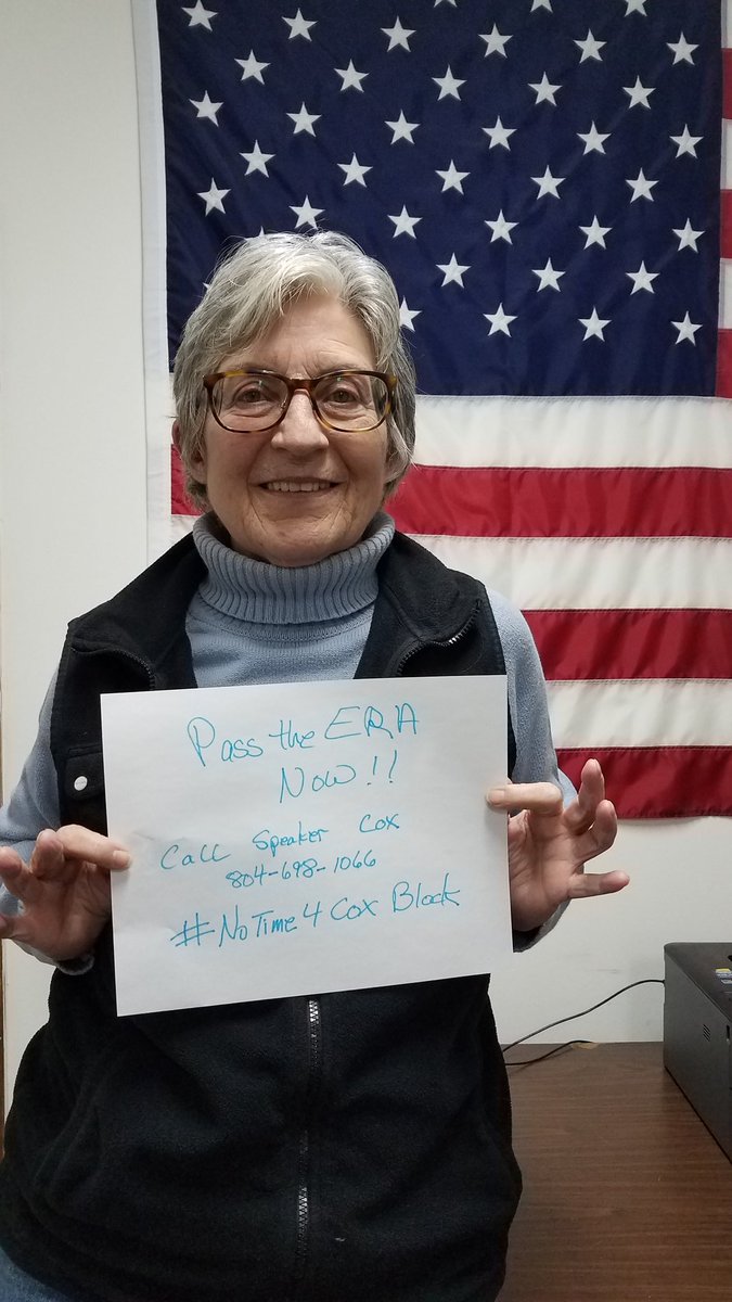 NWSOFAsara's tweet photo. Ratify the ERA now @SpeakerCox #NoTime4CoxBlock call him today 804-698-1066 @NWSOFA #OFAction. https://t.co/tfWLYk33Lx