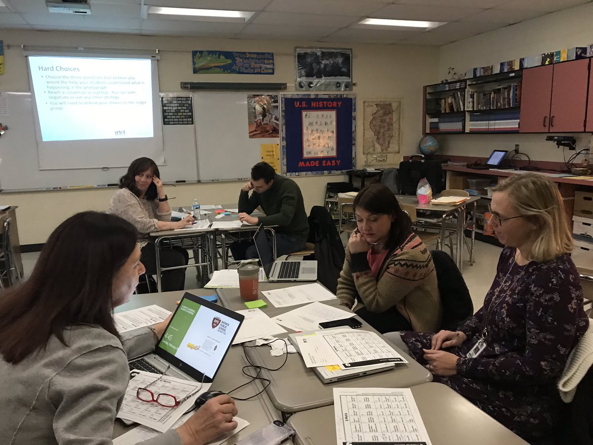 IL_CivicsHub's tweet photo. Finishing the #CivicsIsBack tour at #ThatsRotolo strong sharing resources from @RightQuestion and #Ed4Democracy with @BPS101 teachers to support inquiry. @IllinoisCivics #CivXNow https://t.co/CZaoQVnjgJ