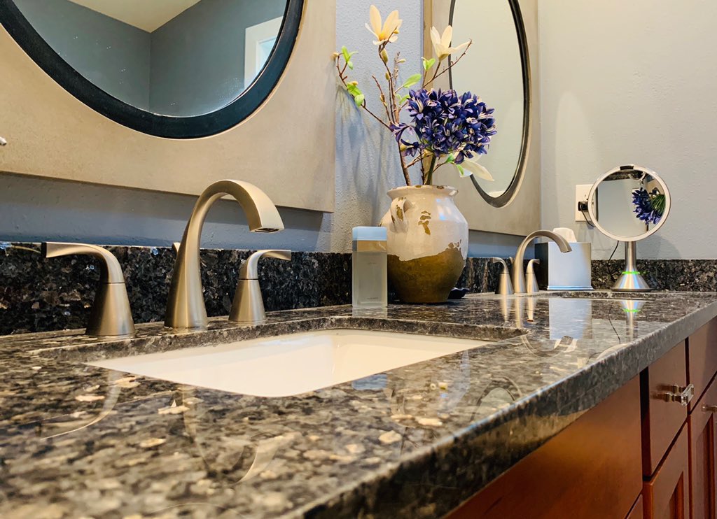 cbdremodels's tweet photo. From a recent home remodel #cherrywood #cabinets #bathroom #remodel #remodeling #circlemirror https://t.co/fUo55kpBZH