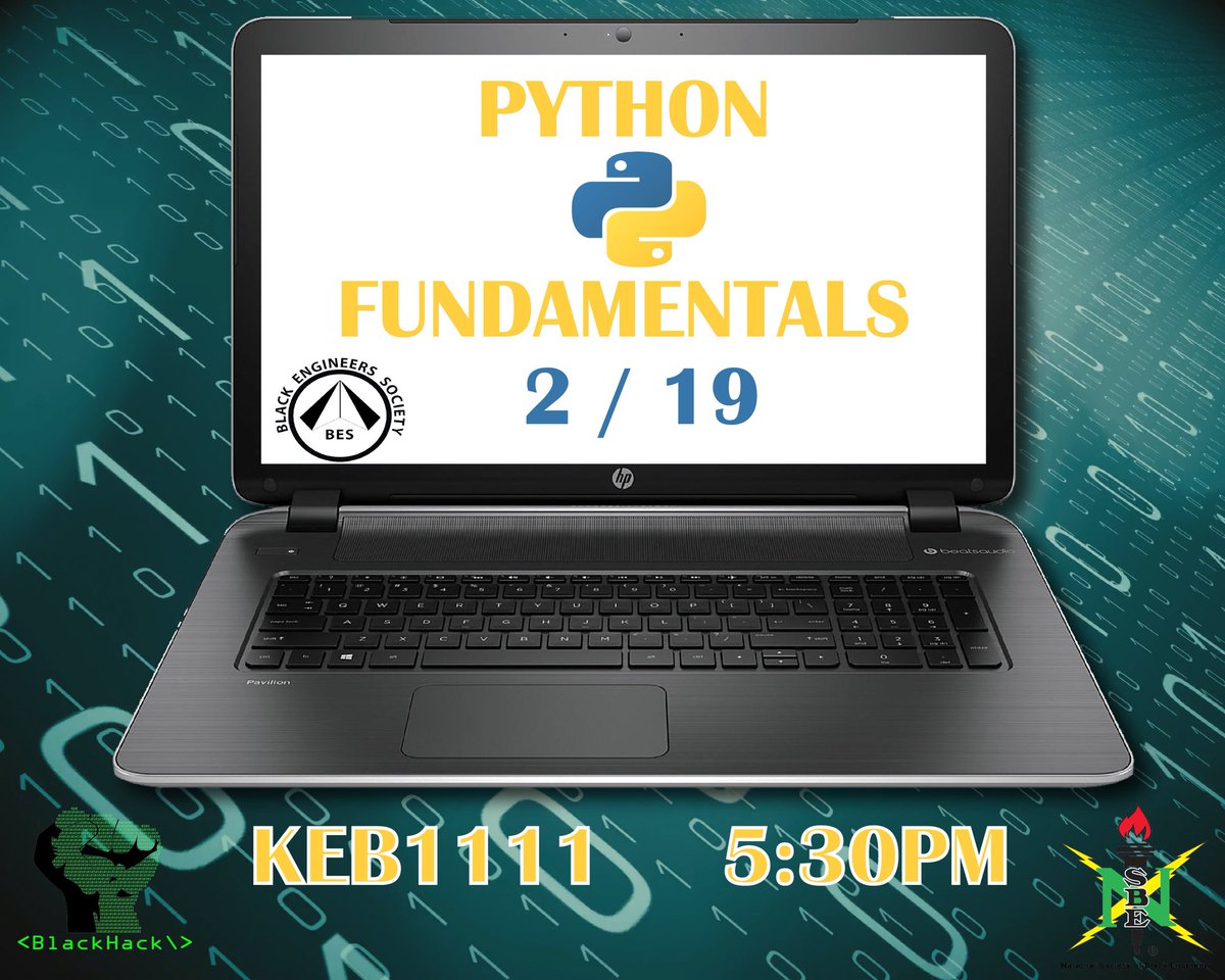 BES_UMCP's tweet image. Black Hack is back! We’re teaching Python fundamentals today, all skill levels welcome! We have great projects planned this semester so come and learn something new 🎉 🗣👩🏾💻👨🏿💻 #BlackHackIsBack #BlackProgrammers #ResumeBoost