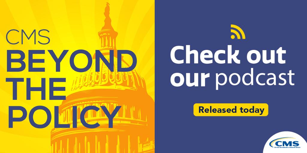 CMSGov's tweet photo. Today, we released our brand new podcast series, “CMS: Beyond the Policy." Our first one focuses on changes to E&amp;M coding that are #ReducingBurden for clinicians so they can spend more time with their patients. Find it here: https://t.co/Lu3vVlrw4G #BeyondThePolicy https://t.co/2tvufG5M5K