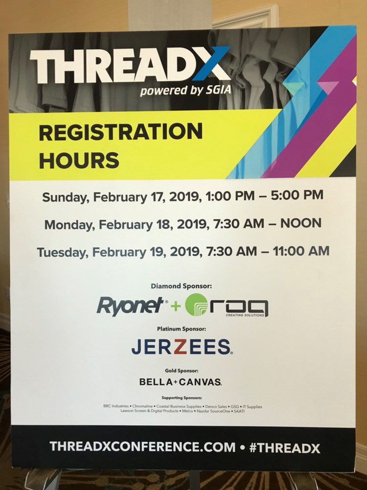 JERZEESApparel's tweet image. We're proud to sponsor a fun, motivating conference like #THREADX! #THREADX19 @SGIA_Community @SGIAGarment