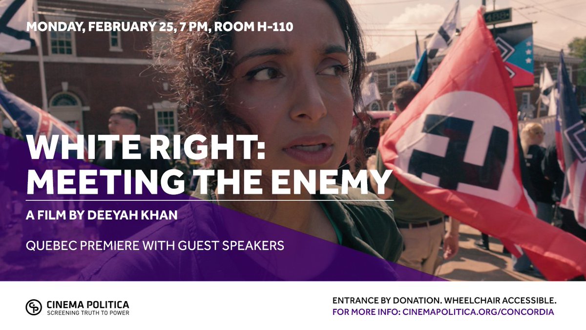 alt.theatre (@alt_theatre) on Twitter photo Who has the right to take to our streets? What do we lose when we normalize hate? Acclaimed Muslim filmmaker <a href="/Deeyah_Khan/">Deeyah Khan</a> Khan meets U.S. neo-Nazis and white nationalists face to face in WHITE RIGHT: MEETING THE ENEMY, screening next Monday with <a href="/CinemaPolitica/">Cinema Politica</a>. Who has the right to take to our streets? What do we lose when we normalize hate? Acclaimed Muslim filmmaker <a href="/Deeyah_Khan/">Deeyah Khan</a> Khan meets U.S. neo-Nazis and white nationalists face to face in WHITE RIGHT: MEETING THE ENEMY, screening next Monday with <a href="/CinemaPolitica/">Cinema Politica</a>.