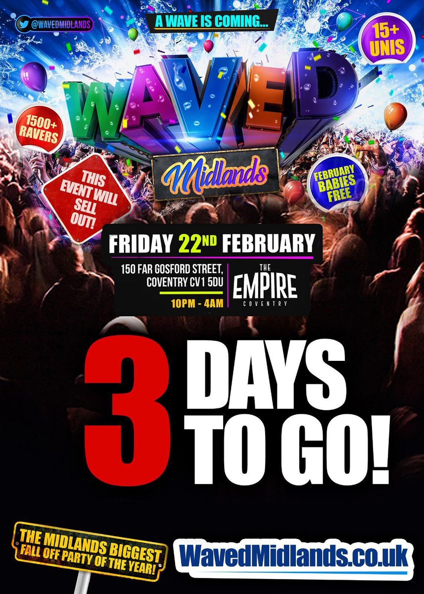 vxola_'s tweet photo. 3 days to go, don’t miss out!😉 Get yours at: https://t.co/HRuLR0ApcJ #WAVEDMIDLANDS https://t.co/LeLaAe8q5o