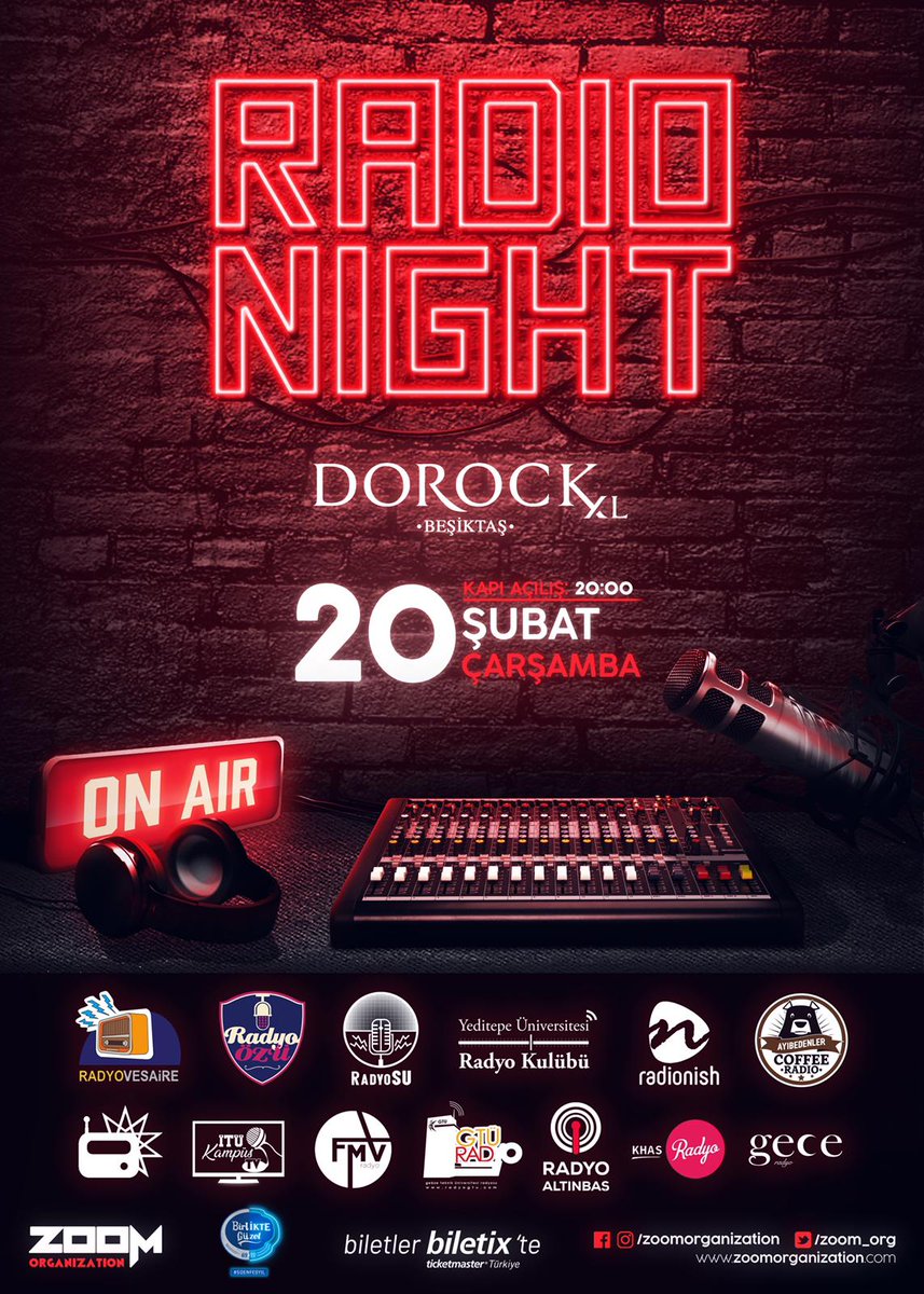 20 Şubat Çarşamba günü ilk defa gerçekleştirilecek olan bu gecede <a href="/radionishcom/">Radio Nish</a> dahil 15’i aşkın üniversite radyosu bizlerle olacak! Ünlü radyocular ve sanatçılar bizlere eşlik edecek. Akıllara kazınacak bu gecede yerinizi ayırtmayı unutmayın!

Ön bilet için; ☎️05389237334☎️