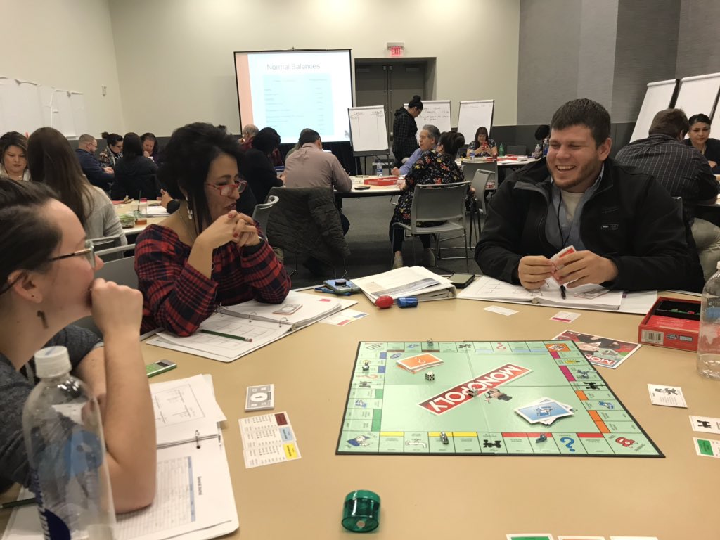 Day 2 Financial Management Training at Neighborworks. Afternoon simulation with Monopoly. #NTIScholarships <a href="/Oweesta/">Oweesta</a> <a href="/WellsFargo/">Wells Fargo</a>