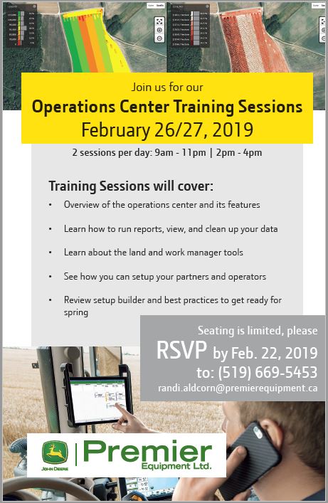 Seats in our <a href="/JohnDeere/">John Deere USA</a> Operations Centre Training sessions are filling up fast.  Contact us as soon as possible to reserve your spot!
