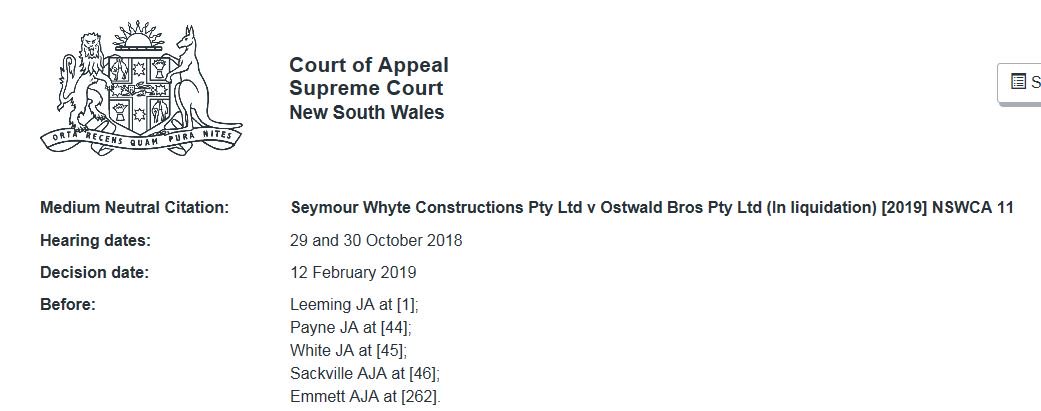 CorrsProjects's tweet photo. The NSWCA has found that the #SecurityofPayment Act as a matter of construction continues to operate for the benefit of a builder or subcontractor who has gone into liquidation, contrary to the VCA decision in Façade v Brookfield Multiplex |
https://t.co/nLtOsj3QxW https://t.co/PXNwosJlvr