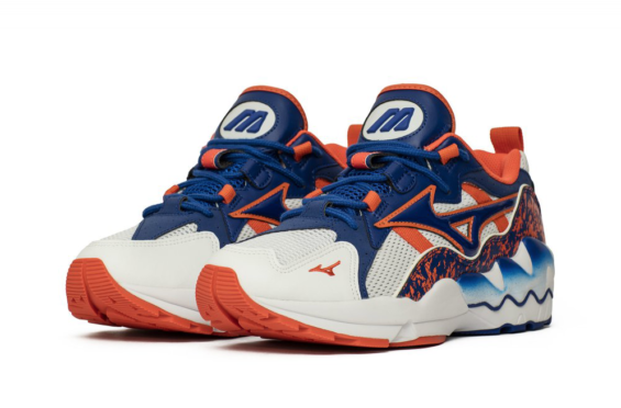 Check Out The Mizuno Wave Rider 1 In White, Reflex Blue And Nasturtium - bit.ly/2SgS2Ss