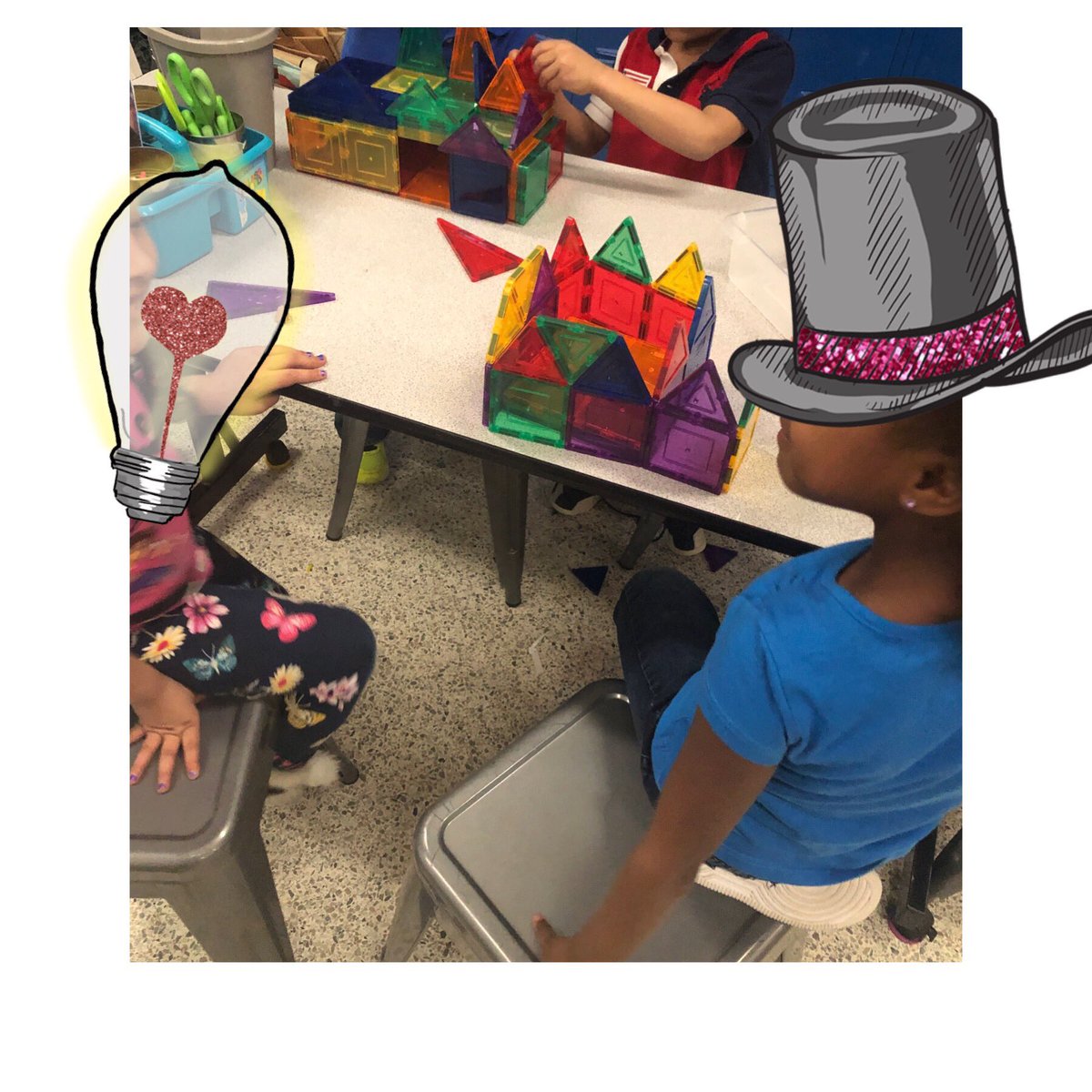 Elem_InnovaSHAN's tweet photo. #Kindergarten Ss learned about Abraham Lincoln and were collaborators and communicators as they explored shapes and structures to make Lincoln’s log cabin using different materials @Henrico_Steam #hlp #6cs #idreamofsteaming #PresidentsDaySTEAM https://t.co/WaU7003vZX