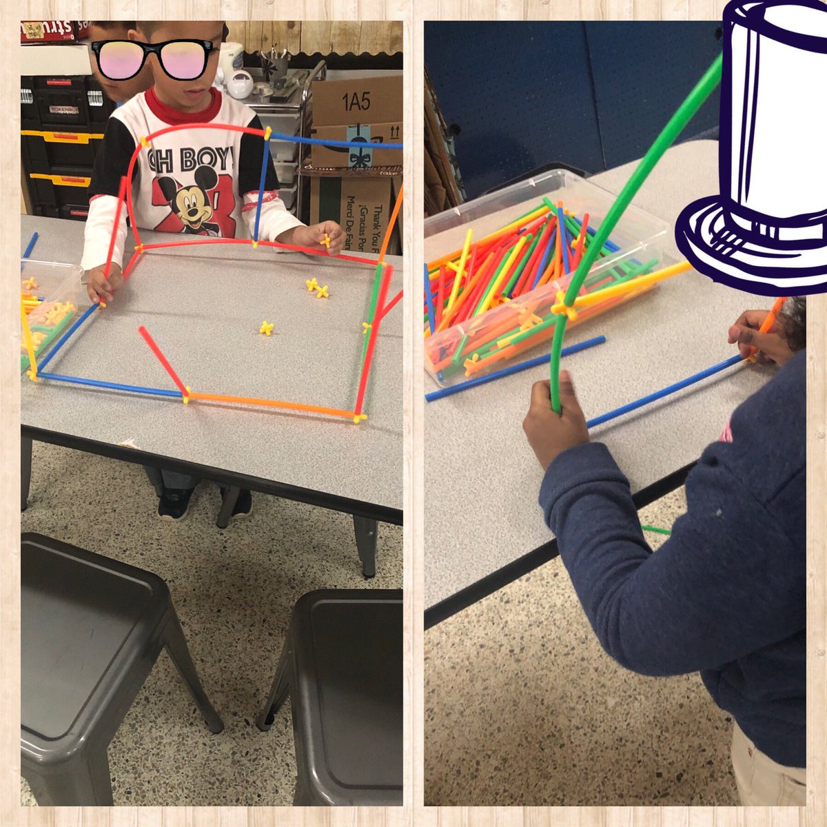 Elem_InnovaSHAN's tweet photo. #Kindergarten Ss learned about Abraham Lincoln and were collaborators and communicators as they explored shapes and structures to make Lincoln’s log cabin using different materials @Henrico_Steam #hlp #6cs #idreamofsteaming #PresidentsDaySTEAM https://t.co/WaU7003vZX