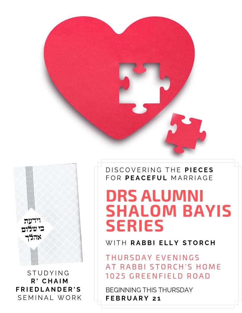 DRSalumni's tweet photo. We invite all @DRSalumni to a re-launch of Rabbi @estorch popular Shalom Bayis Series on Thursday Evenings at 10:15 https://t.co/kyOsPmmVnE