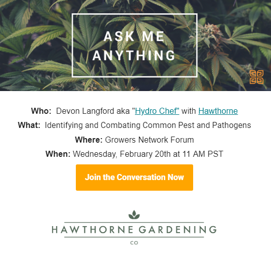 growersnetwork's tweet photo. The #HydroChef will be sharing his recipe for gardening success using the new EPA registered integrated pest management products from #GeneralHydroponics.
https://t.co/7C3ijx5Tsx
- Devon Langford aka "Hydro Chef" with #Hawthorne
- Wed, Feb 20th at 11 AM PST #GrowersNetwork https://t.co/5ZwtHjRjuF