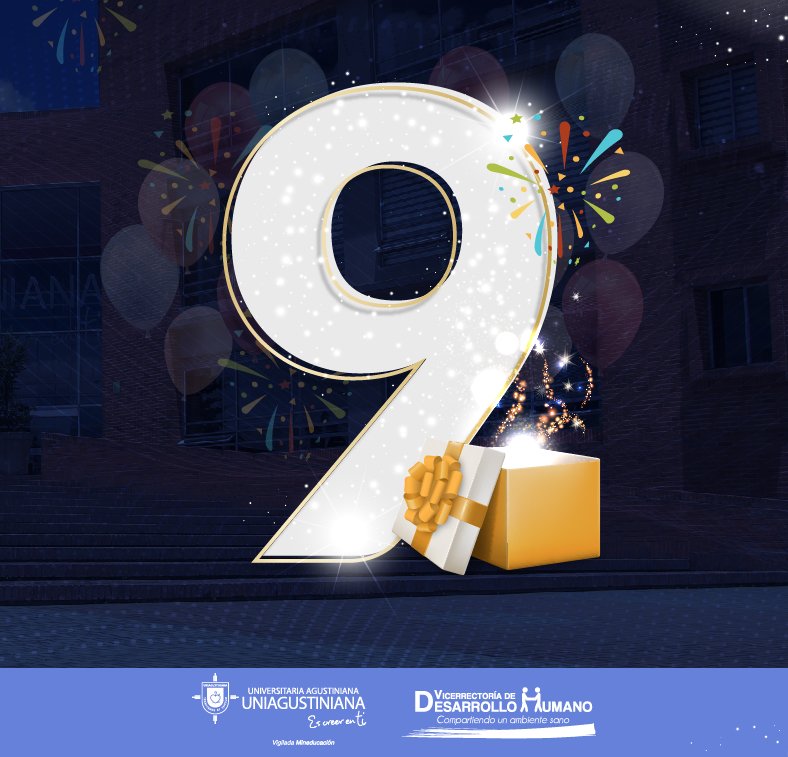 UniagustOficial's tweet photo. #SoyUniagustiniano #Mañana #NUEVE ¡Disfrutemos de esta fiesta que es de TODOS! 🎉🥳🎉🎀🎁🎇 #UNIAGUSTINIANA #EsCreerEnTi https://t.co/zvSDtDsY6w