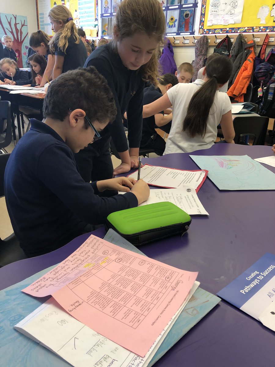 stthces's tweet photo. Grade 5’s collaborating with primary students in self-reflection and critical analysis of personal achievement...assessment AS learning at its finest! #creatingpathwaystosuccess @MorrisHucal @HWCDSB @HwHansend @EatonJudy20 https://t.co/ZJD5dqoE8f