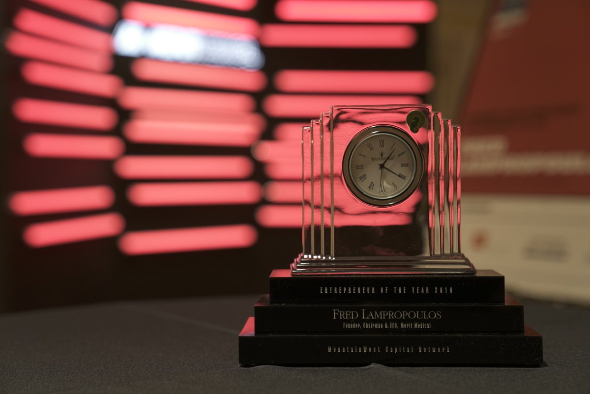 MeritMedical's tweet photo. Today Fred Lampropoulos, Merit Medical Chairman and CEO, was honored as the @MWCN  2019 Entrepreneur of the Year. https://t.co/a0mZfJUiJ9