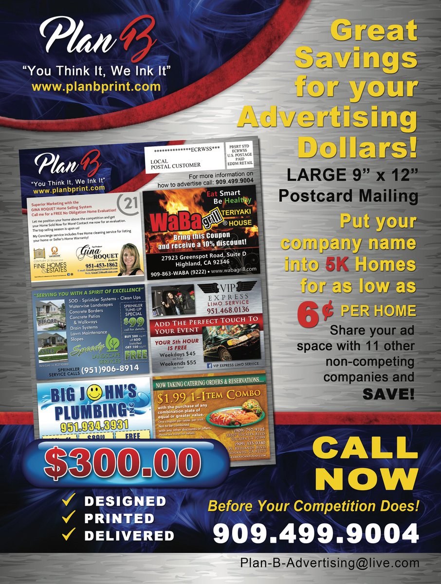 planBprint's tweet photo. Advertise to 5000 homes in Riverside!!. We are currently signing up advertisers for the Canyon Crest area. Details and the sample are below! Contact us if you know anyone interested! #riverside #canyoncrest #advertise #planbprint #flyers #beatyourcompetition https://t.co/neKoyK5gnz