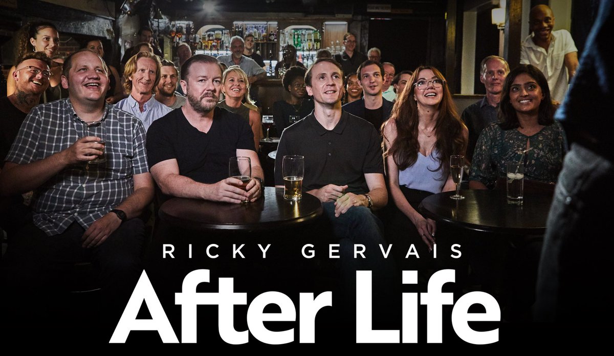 MattSibson's tweet photo. I’ve binged #AfterLife, the new @netflix show from @rickygervais and it is outstanding! Incredible cast, great acting, brilliantly written, superb soundtrack and perfectly shot. Hilarious and emotional. Watch it from March 8th! ⭐️⭐️⭐️⭐️⭐️ https://t.co/YTL6xIuvEd