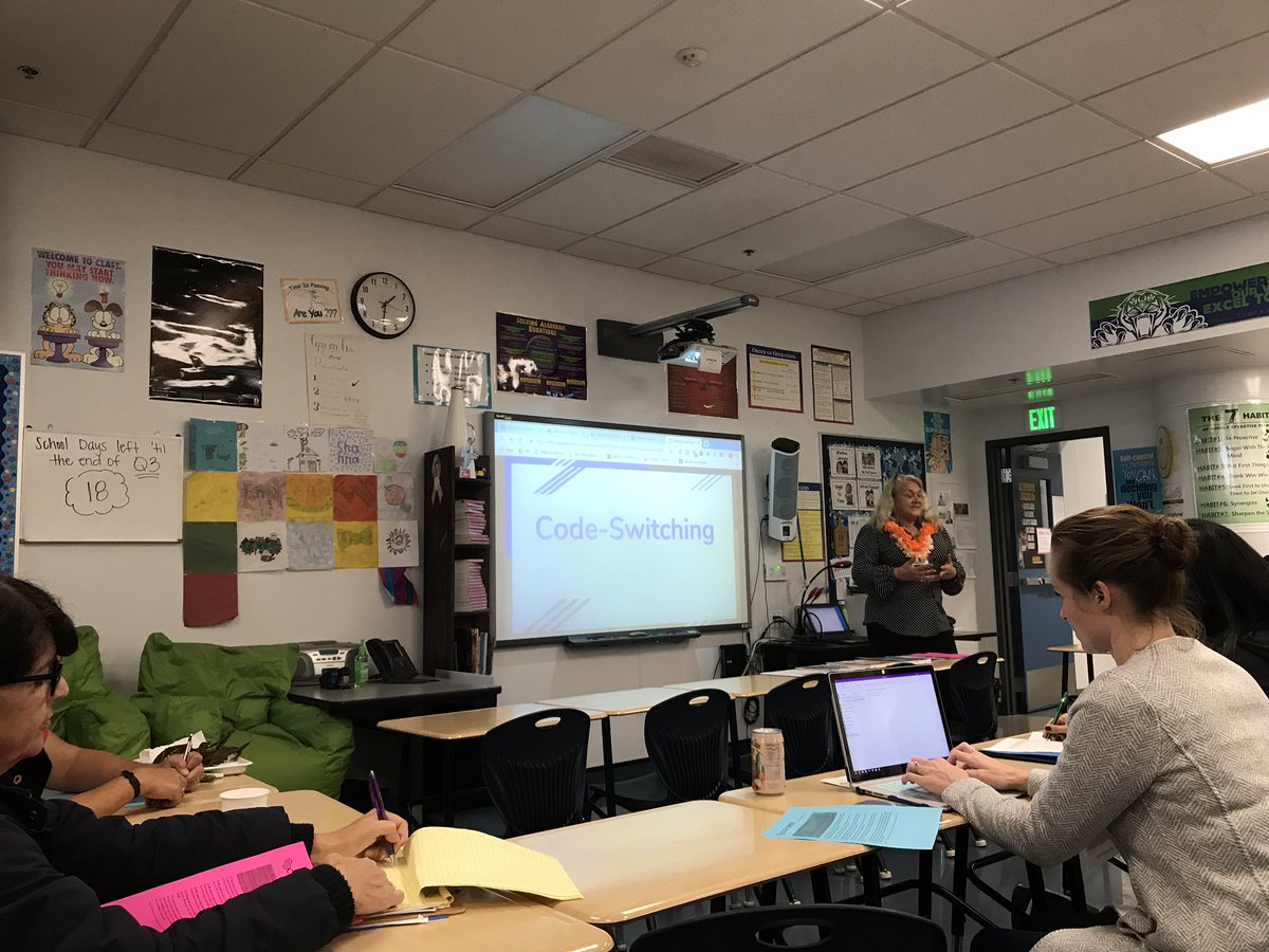 ChrisBVoyager's tweet image. Right on Ms. Kam. Sharing her passion with code-switching and its connections to SEL! #care #IlimaWay #HAMLE2019