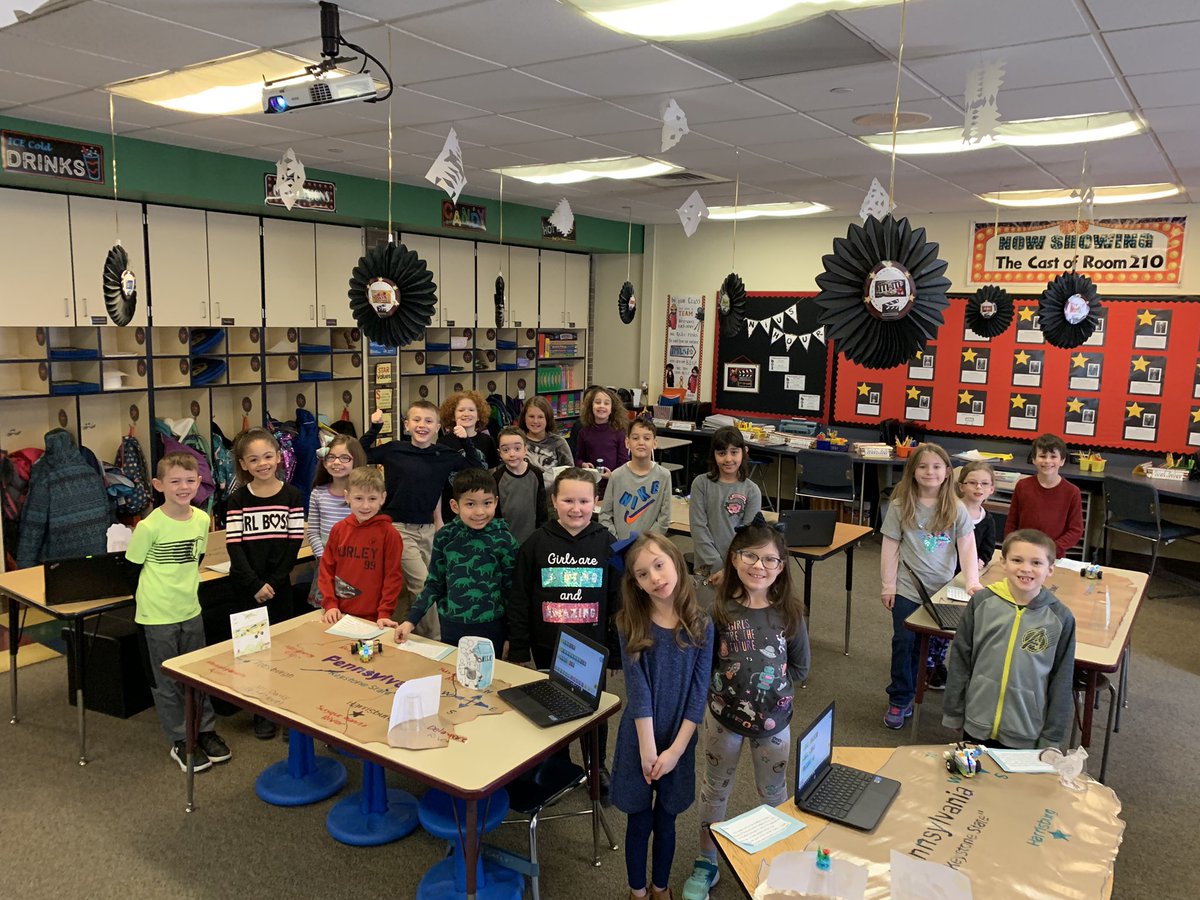 MrsCAsbury's tweet photo. #StarringSecond integrated LEGO robotics into our PA state symbol study. The kids worked diligently to choose, research and create a symbol, write presentations, create state maps, and build and code robots to travel across the map. #whaledoneSC #cmacschools https://t.co/qX8cYifziI