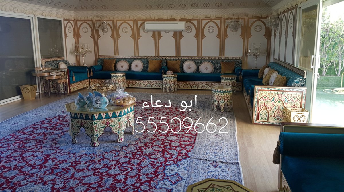 ديوانية مغربية رسم يدوي في خيمة مغربية التنفيد بالكويت