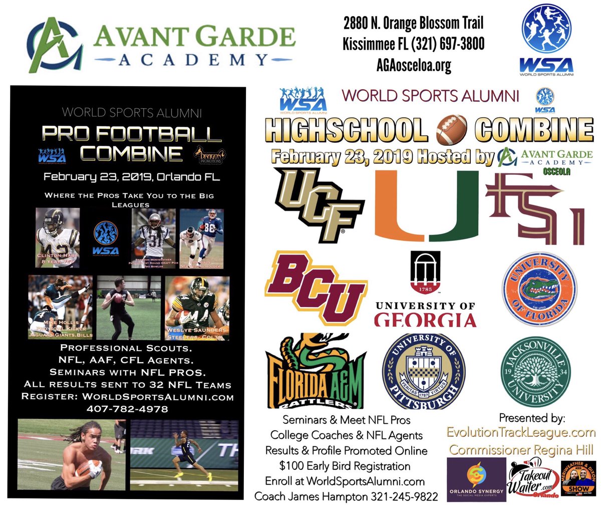 Got to be hungry. Come out this Saturday to the #WSACombine 
Pros, scouts, agents will be there. Register at worldsportsalumni.com