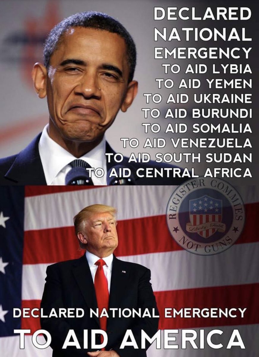 TexPatriotGirl's tweet photo. Obama declared several; #NationalEmergencies #ProtectOurCountryFirst #ProtectOurPresident #SupportOurValues #BuildTheWallAndCrimeWillFall #BuildTheDamnWall ๐บ๐ธ๐บ๐ธ๐บ๐ธ https://t.co/oUgYRfE843