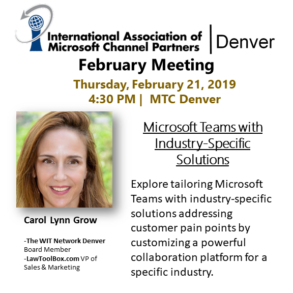 IAMCPDenver's tweet photo. Join us on February 21 along with @LawToolBox and @CarolLynnGrow Register here https://t.co/4XrFeBaSRI https://t.co/qM5mT5kAGI