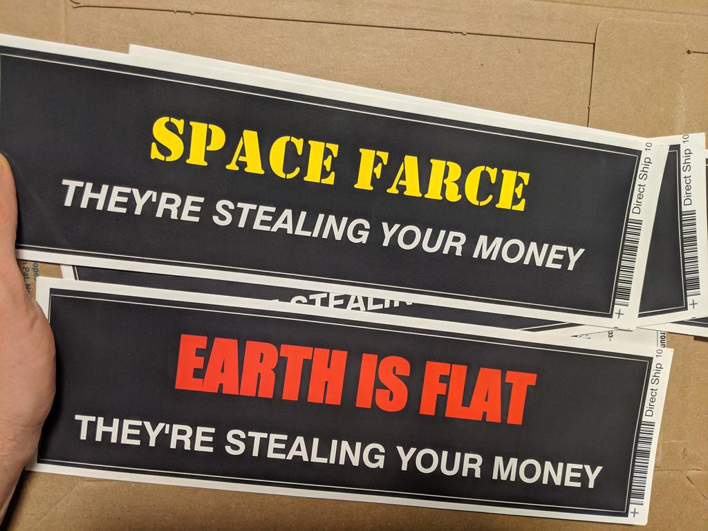 AdamJoshDotCom's tweet photo. Hey #FeFam if you'd like some stickers hit me up.

#FlatEarth https://t.co/NWyezEJ5yf