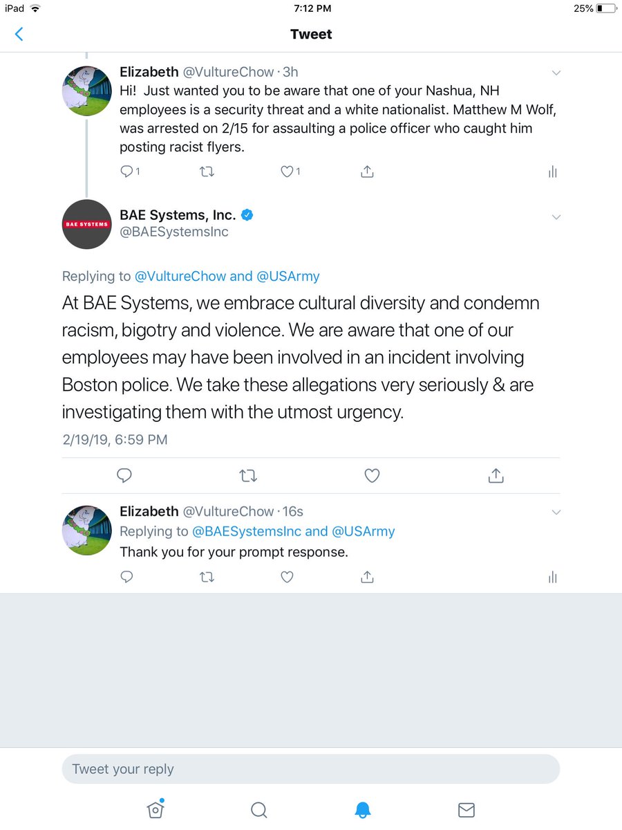 Tweet showing BAE is aware of Matt Wolf.