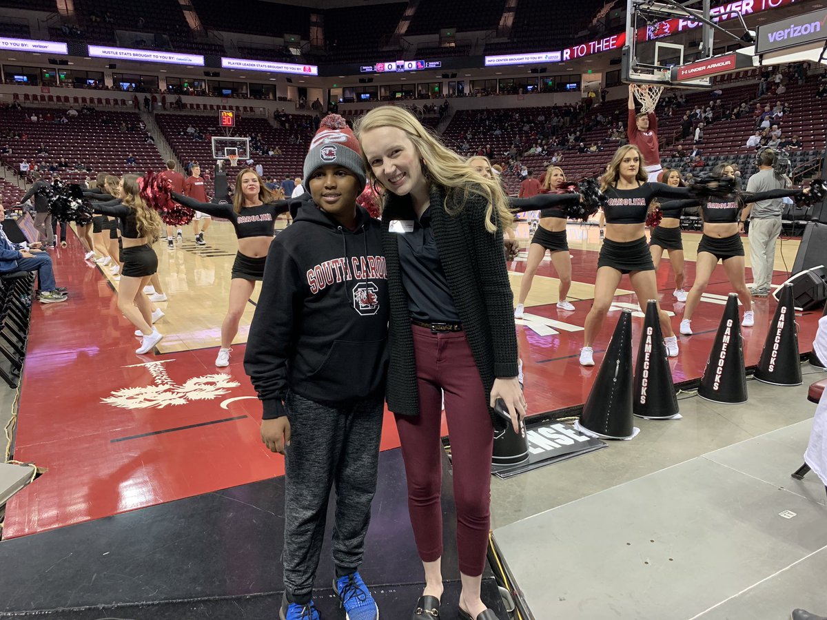 mgba03's tweet photo. We’re back for another exciting @GamecockMBB game! My guy is also here as a @USCDM miracle child and enjoying participating in tonight’s timeout events! Love our #USCDM family!  #MySickleCellWarrior #FTK #ForTheKids https://t.co/8kwtDSxVp2