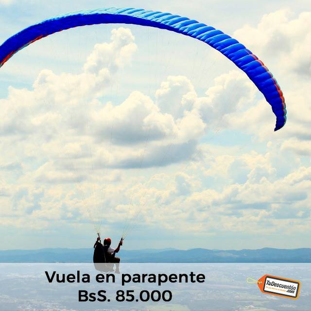 Vuela en Parapente con este cupón y disfruta de una experiencia inolvidable, la cual puedes dejar grabada a través de fotos y videos, solo debes llevar una tarjeta SD para el respaldo ¿Qué esperas? Ingresa en tudescuenton.com para más información. #TuDescuenton