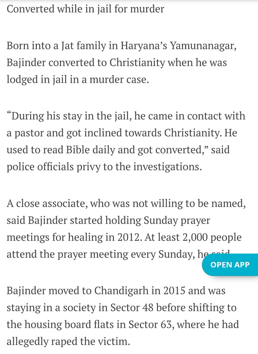 Not surprised. 

The fraudiya, so called 'pastor' 'prophet' Bajinder Singh who is targeting @AskAnshul for exposing him has been in Jail on charges of  murder and rape too. He is a Jaat who converted to christianity while he was in Jail.

#IStandWithAnshulSaxena