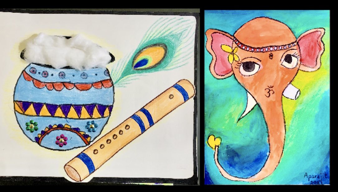 Janmashtami &amp; Ganesh Chaturthi, the births of Lord Krishna &amp; Ganesh, just 10 days apart. Amazing to see the Gods through the eyes of my son. To Ganesh we offer thanks for our good fortune; Krishna teach us to protect those less fortunate than us 🙏
#janmashtami  #ganeshchaturthi