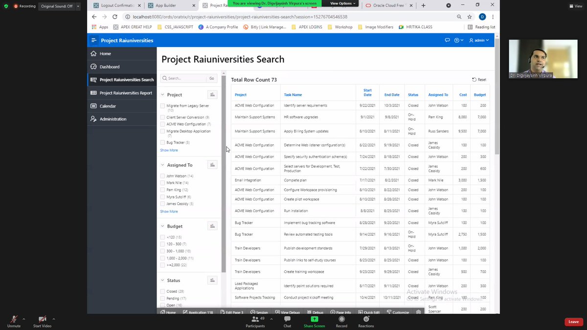 apexconsultant's tweet image. Join workshop & Learn @OracleAPEX with @digvijay_OTS !
#orclapex #oracleapexindia #oracleapexAPAC #inoaug
@Rai_Univ @inoaug  #education #upskill #lowcode