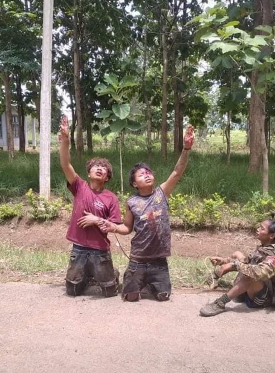 TW:Violence/Death. Said, their last words were “The revolution must prevail” with Three fingers salute before junta soldiers shot them to death.Heart-wrenching sight. I’m so sorry brothers. #WhatsHappeningInMyanmar