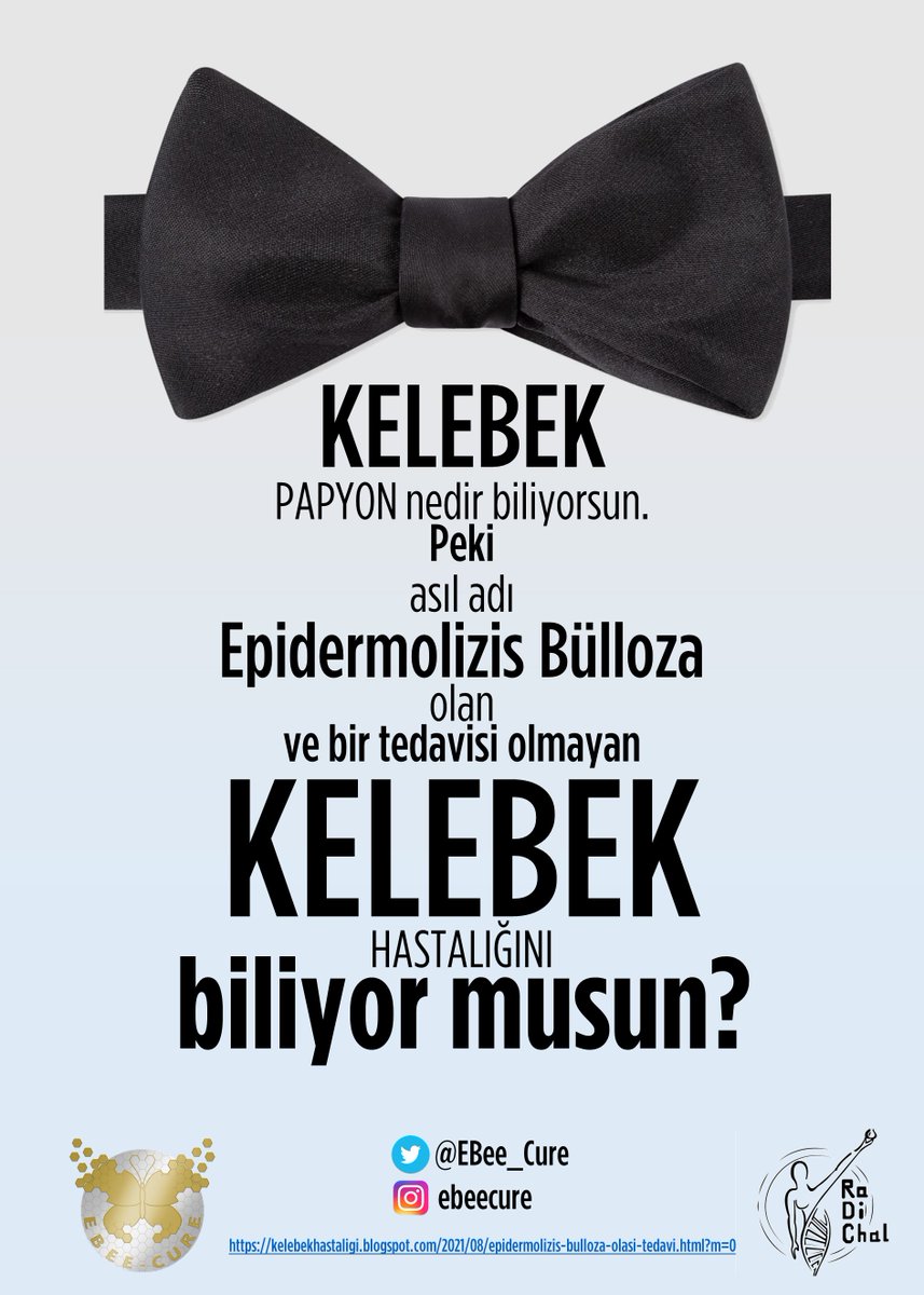 ✨Kelebek papyon nedir biliyorsun. Peki asıl adı Epidermolizis Bülloza olan ve bir tedavisi olmayan KELEBEK HASTALIĞINI biliyor musun?
#Epidermolizisbülloza #Epidermolysisbullosa #kelebekhastalığı #butterflydisease #butterflychildren 
<a href="/RaDiChallenge/">RaDiChal</a> <a href="/CihanTastan_PhD/">Cihan Taştan, PhD</a>