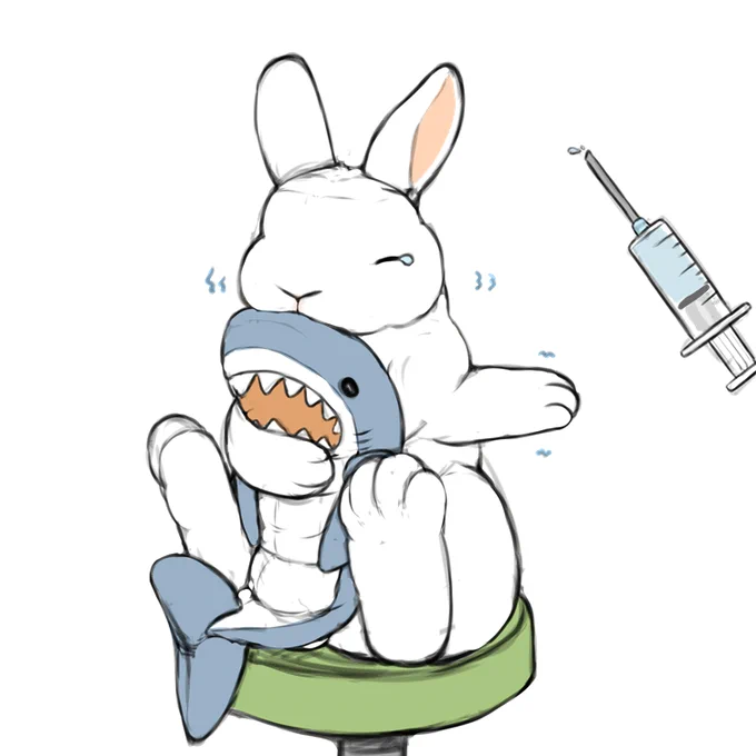 がんばって注射するうさぎ
がんばったのでご褒美を買ってもらううさぎ 