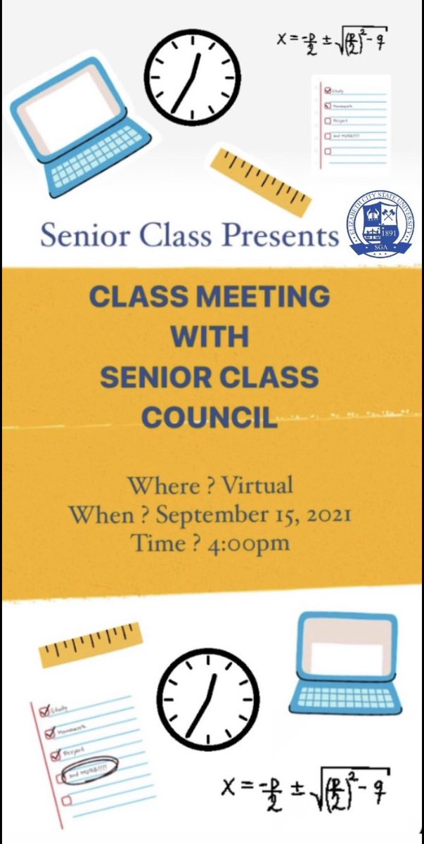 ecsusga22's tweet photo. Join the Senior Class Council for our first class meeting!

https://t.co/BEDxQBQCIh https://t.co/S7v4gobN6r