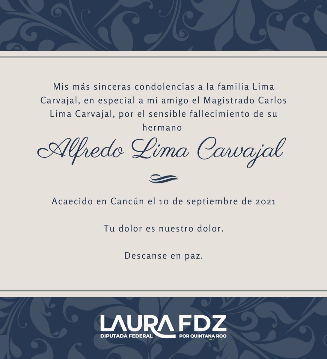 Estimado amigo <a href="/carloslimac/">Carlos Lima</a> , lamento mucho el sensible fallecimiento de tu amado hermano Alfredo. Envío a ti y tu familia todo mi aprecio y solidaridad en este duro momento. Un abrazo desde el corazón. Descanse en paz.🙏