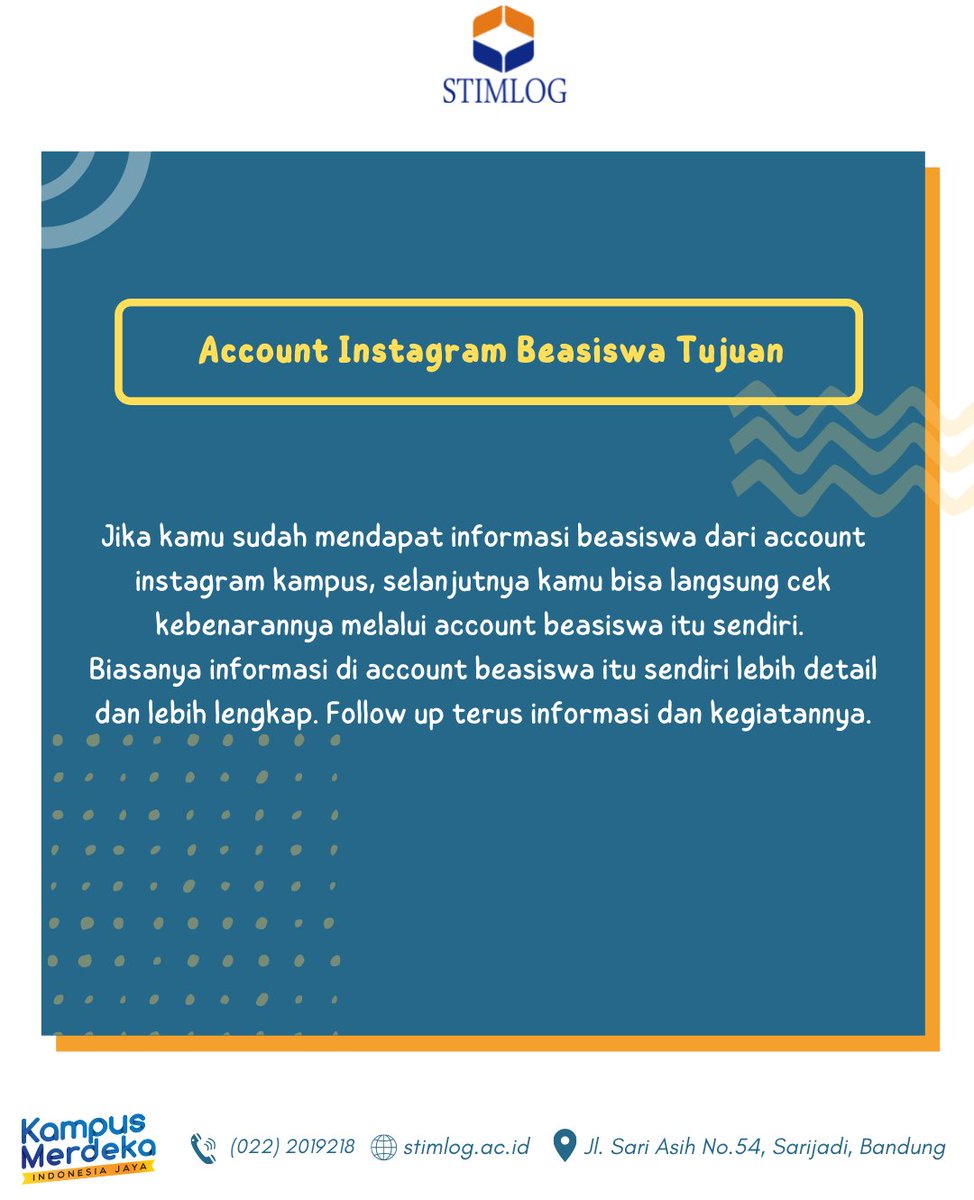 STIMLOGOFFICIAL's tweet photo. Mau tau tips mencari beasiswa? Kali ini Dina (Penerima beasiswa APERTI BUMN STIMLOG 2021) bakal kasih tips cara mencari beasiswa supaya kamu bisa berkesempatan dapetin beasiswa, cara ini adalah cara yang Dina terapkan pada dirinya sampai dia bisa dapat beasiswa APERTI BUMN! https://t.co/gcr5XsLLos