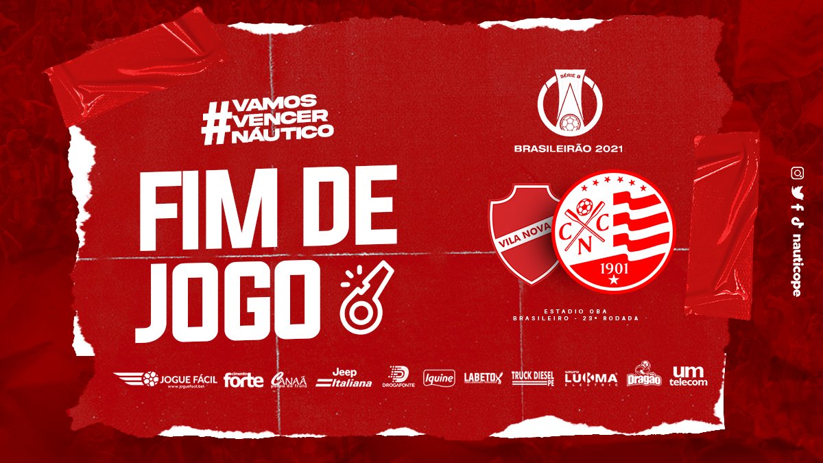 Náutico on X: Fim de jogo em Goiânia. Náutico perde por 1x0 para o Vila  Nova.  / X